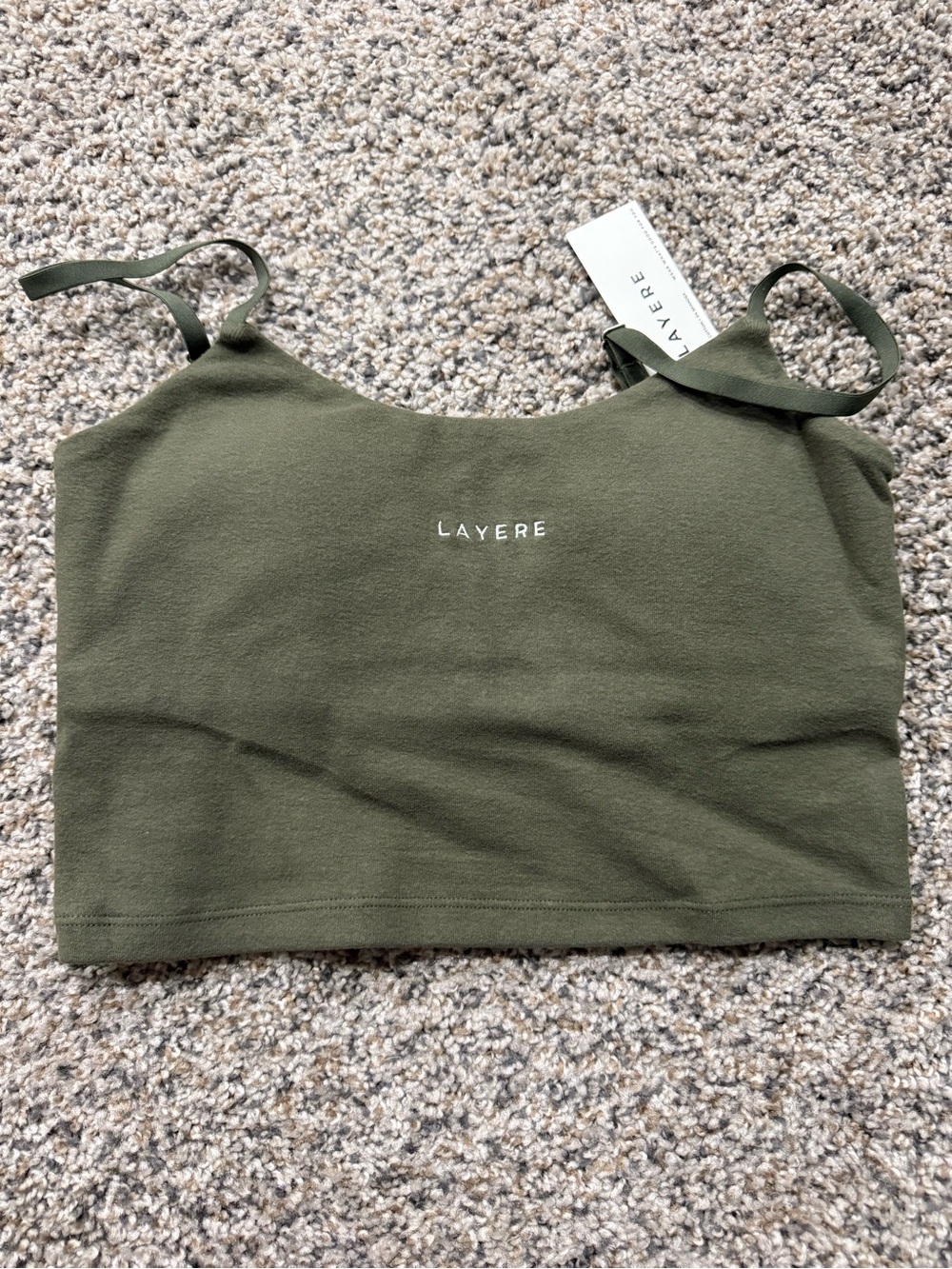 Layere Olive Green Cropped Activewear Top